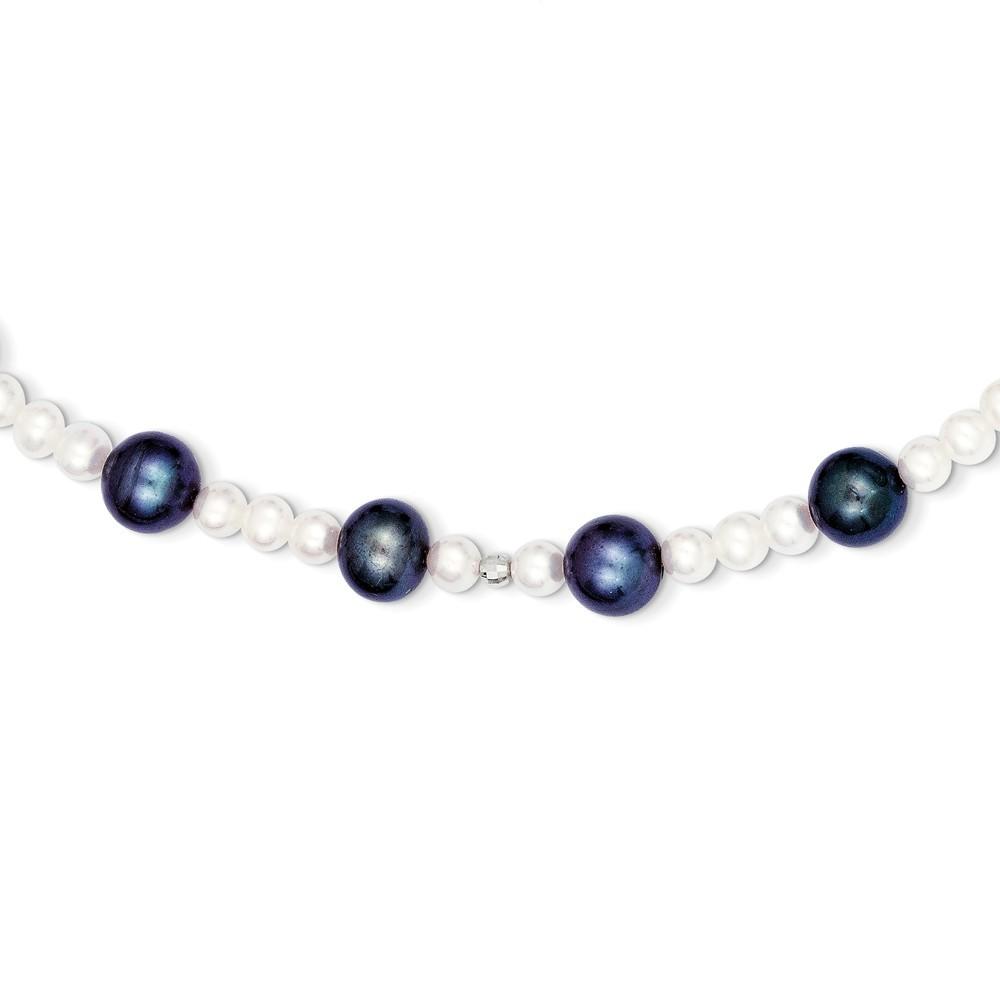 Jewelryweb 14k White Gold Freshwater Cultured Peacock Pearl With Mirror Bead Necklace - 18 Inch