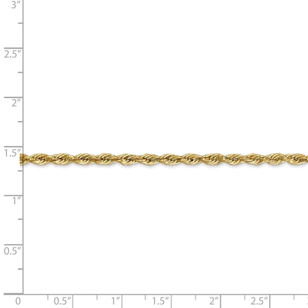 Jewelryweb 14k Yellow Gold 2.9mm Hollow Rope Chain Bracelet - 7 Inch