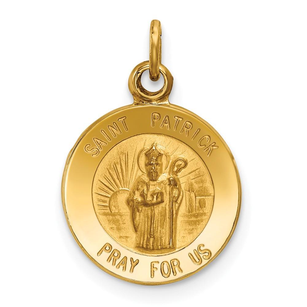 Jewelryweb 14k Yellow Gold Saint Patrick Medal Charm - Measures 11.9x19.6mm