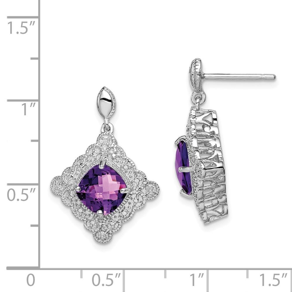 Jewelryweb Sterling Silver Amethyst and Diamond Earrings