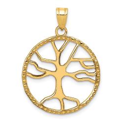 Jewelryweb 14k Yellow Gold Tree Of Life In Round Frame Pendant - Measures 29x20mm Wide