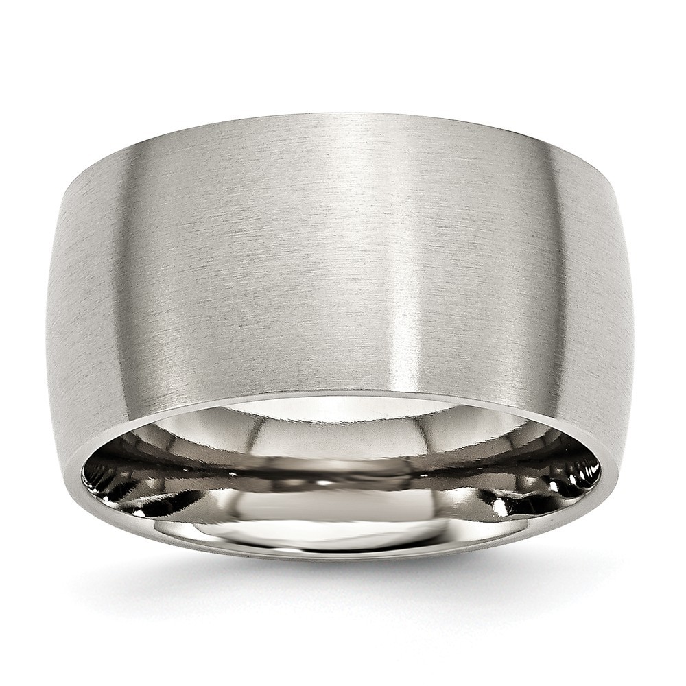 Jewelryweb Stainless Steel 12mm Brushed Band Ring - Size 11.5