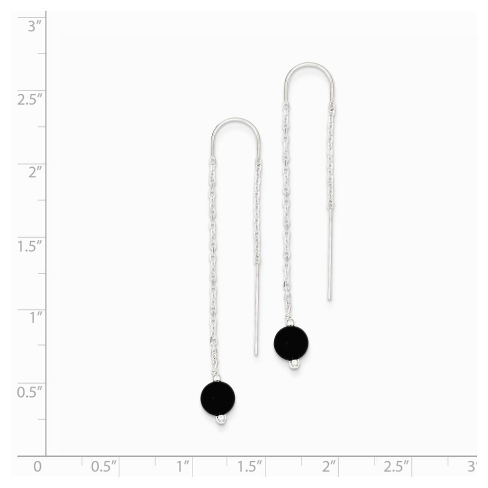 Jewelryweb Sterling Silver Simulated Onyx Threader Earrings