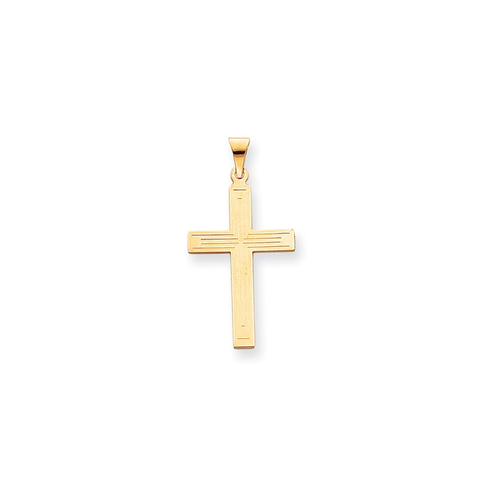 Jewelryweb 14k Yellow Gold Solid Cross Pendant - Measures 18.4x35.9mm