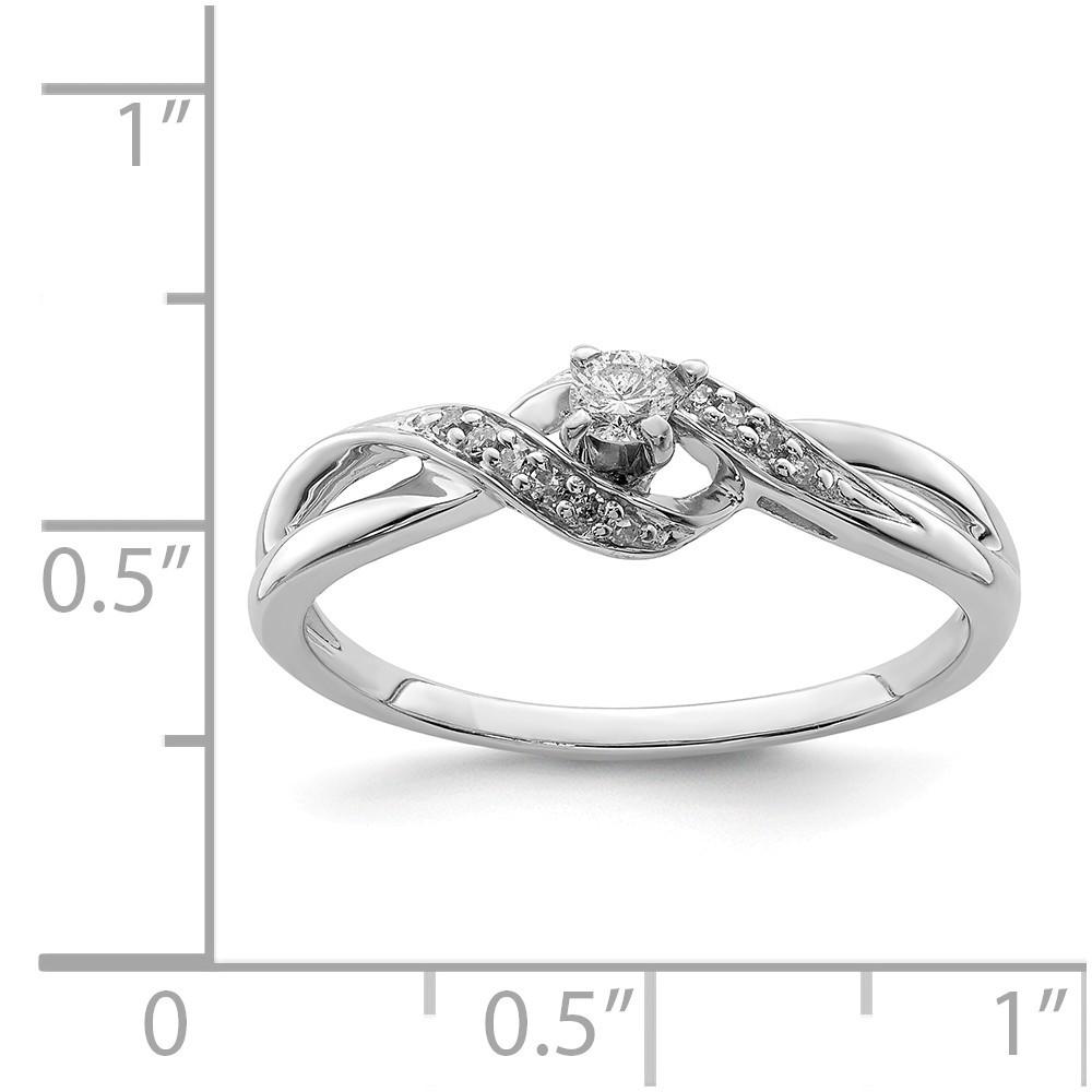 Jewelryweb Sterling Silver Diamond Promise Ring - Size 7 - Measures 2mm Wide