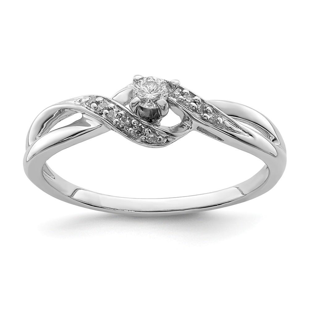 Jewelryweb Sterling Silver Diamond Promise Ring - Size 7 - Measures 2mm Wide