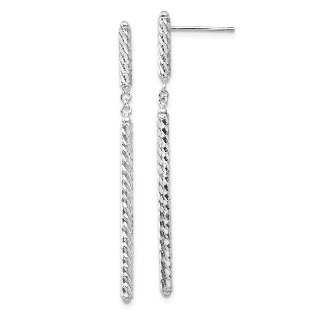 Jewelryweb 14k White Gold Sparkle-Cut Tubular Earrings