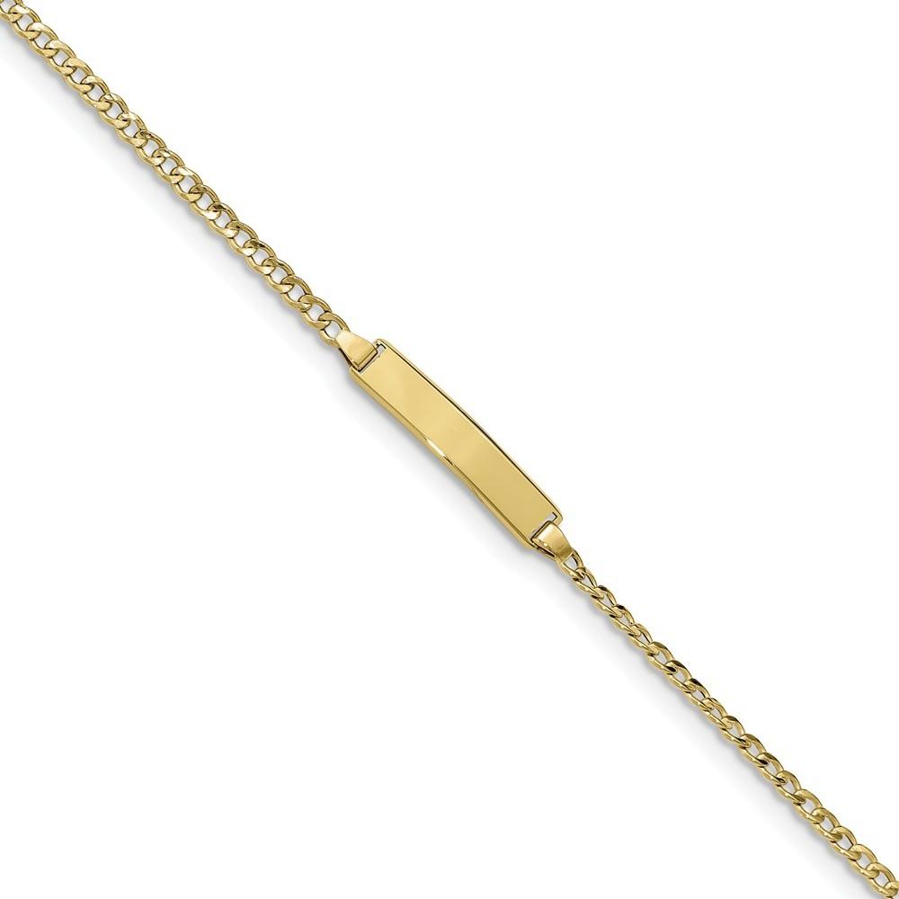 Jewelryweb 4.44mm 10k Semi-solid Curb Link ID Bracelet - 7 Inch