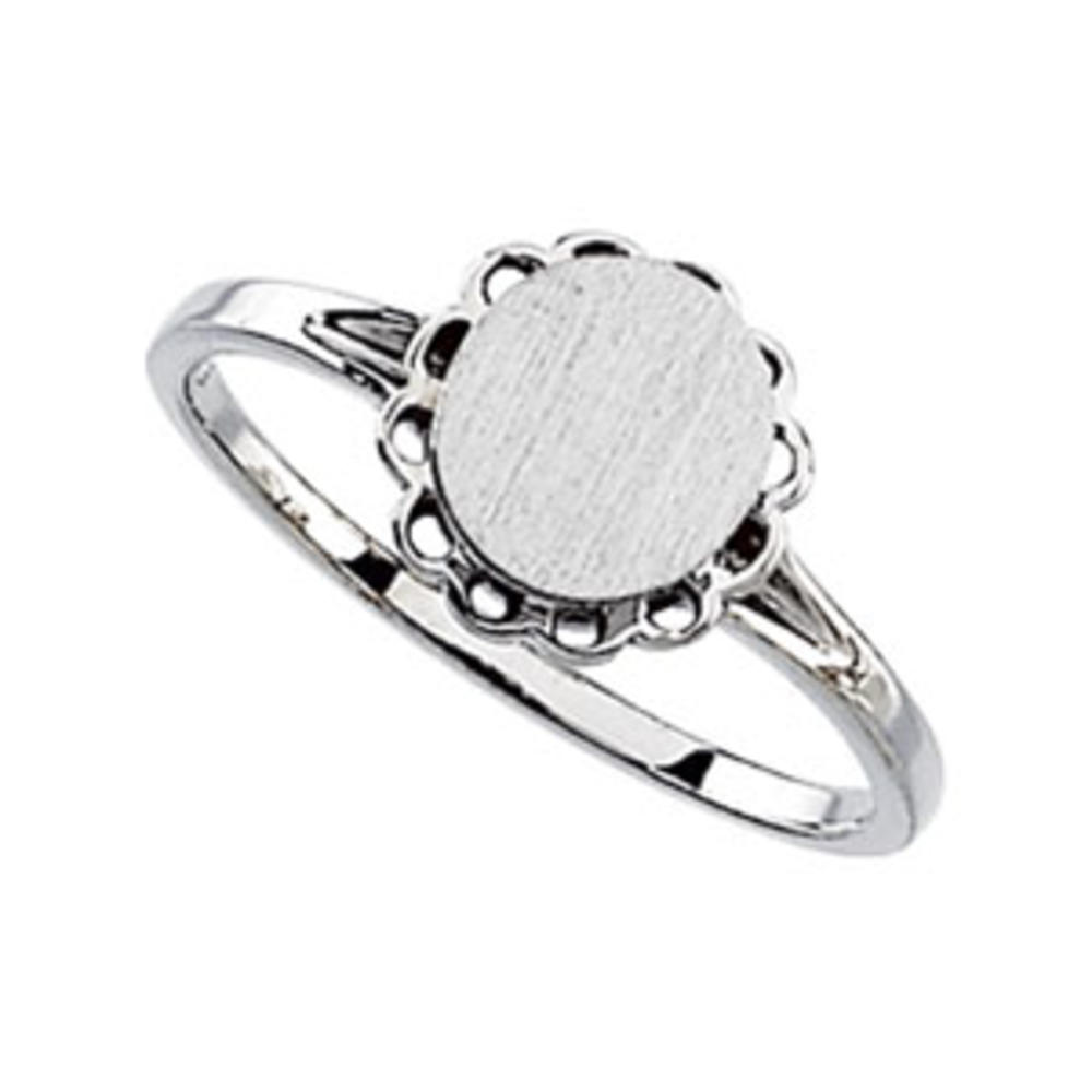Jewelryweb 14k White Gold Oval Signet Ring