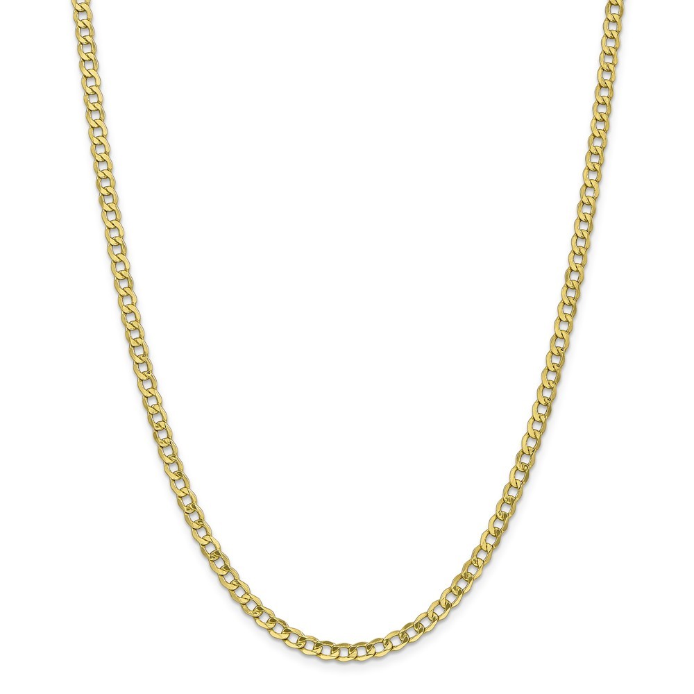 Jewelryweb 10k Yellow Gold 4.3mm Semi-Solid Curb Link Chain Bracelet - 7 Inch