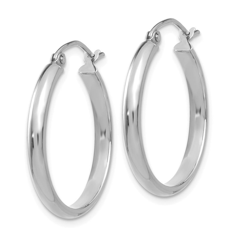 Jewelryweb 14k White Gold Round Tube Hoop Earrings - Measures 24x24mm