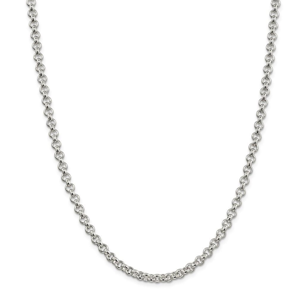 Jewelryweb Sterling Silver 5mm Rolo Chain Necklace - 20 Inch - Lobster Claw