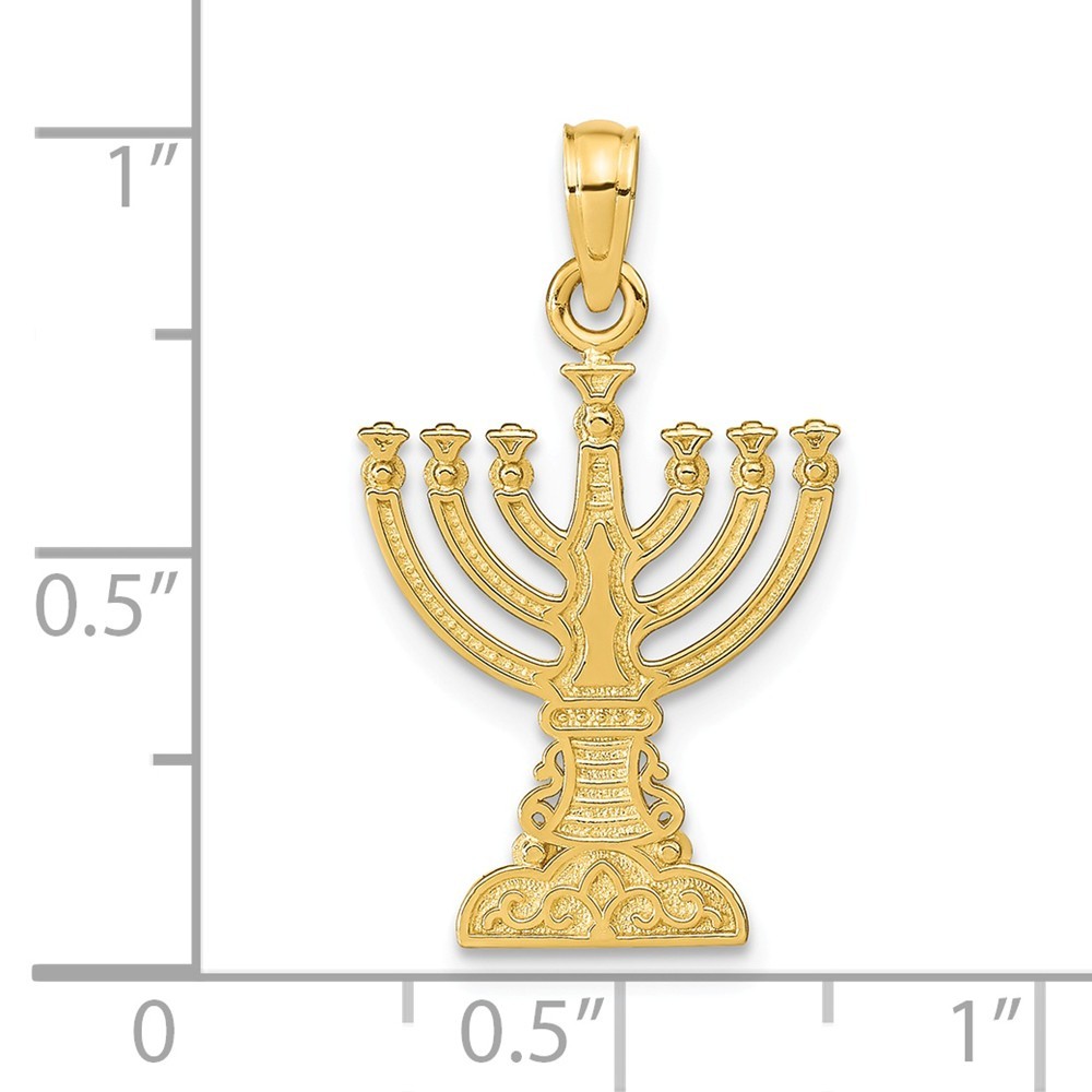 Jewelryweb 14k Yellow Gold Menorah Pendant - Measures 26x15mm Wide