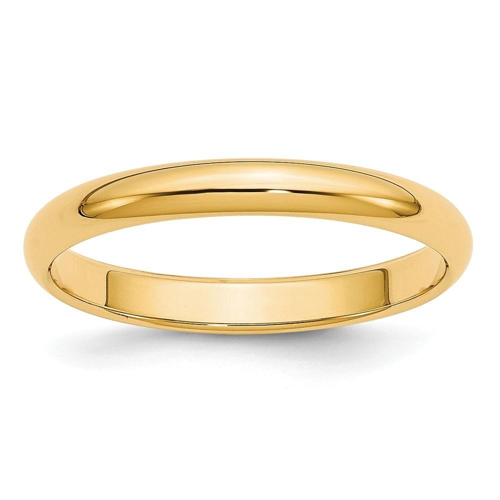 Jewelryweb 14k Yellow Gold 3mm Half-Round Wedding Band Ring - Size 5