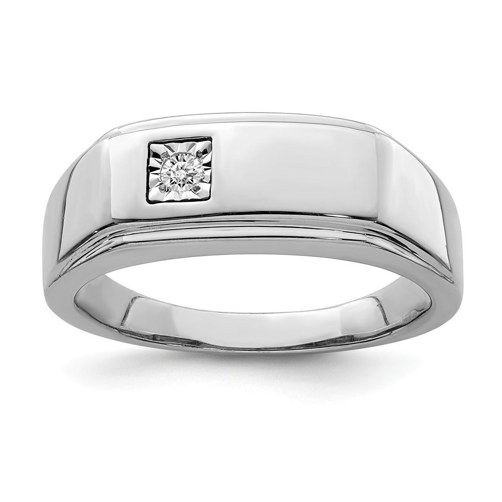 Jewelryweb Sterling Silver Mens Polished Diamond Ring - Size 11