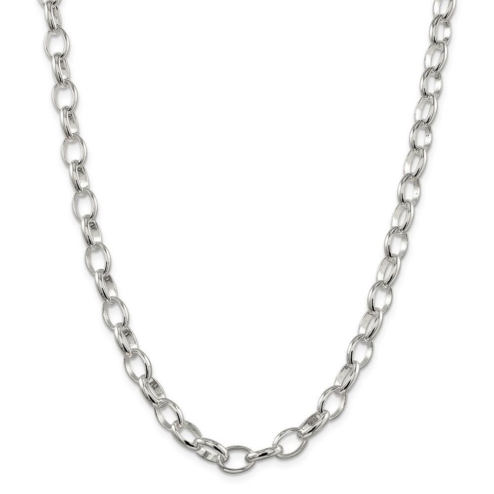 Jewelryweb Sterling Silver 8mm Rolo Chain Necklace - 24 Inch - Lobster Claw