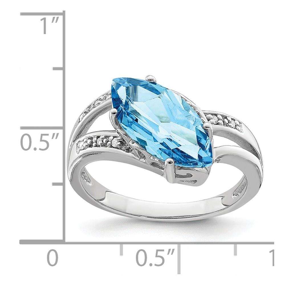 Jewelryweb Sterling Silver Light Swiss Blue Topaz and Diamond Ring - Size 8