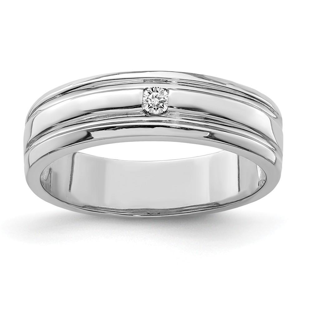Jewelryweb Sterling Silver Diamond Band Ring - Size 10 - Measures 5mm Wide