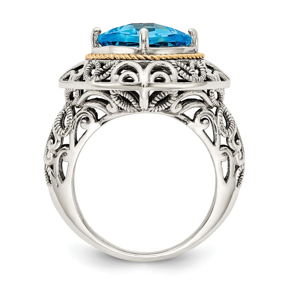 Jewelryweb Sterling Silver With 14k Blue Topaz Ring - Size 8