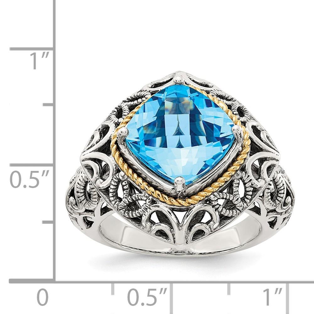 Jewelryweb Sterling Silver With 14k Blue Topaz Ring - Size 8