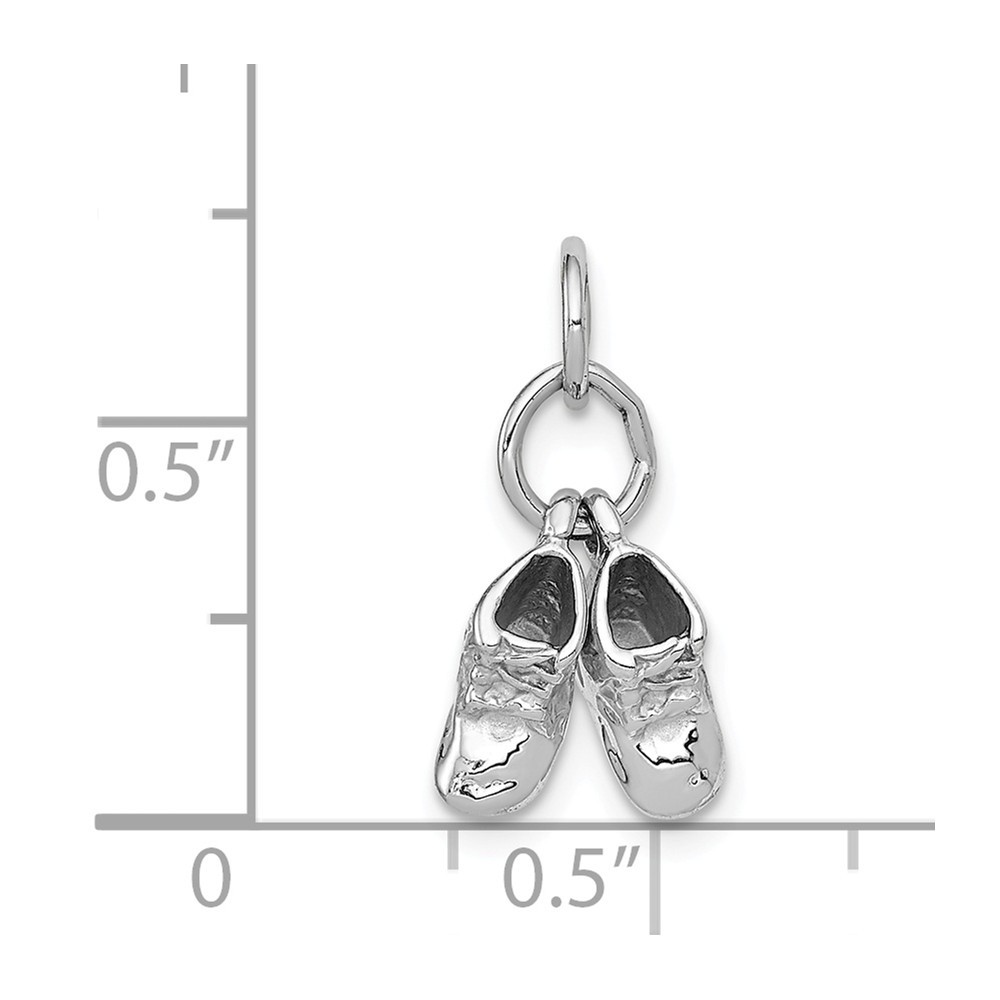 Jewelryweb 14k White Gold Baby Shoes Charm - Measures 11x13mm