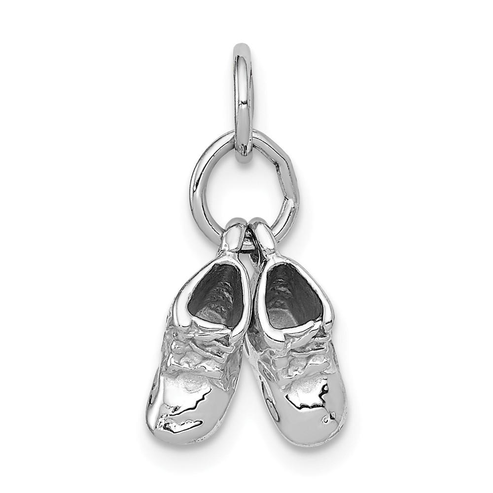 Jewelryweb 14k White Gold Baby Shoes Charm - Measures 11x13mm