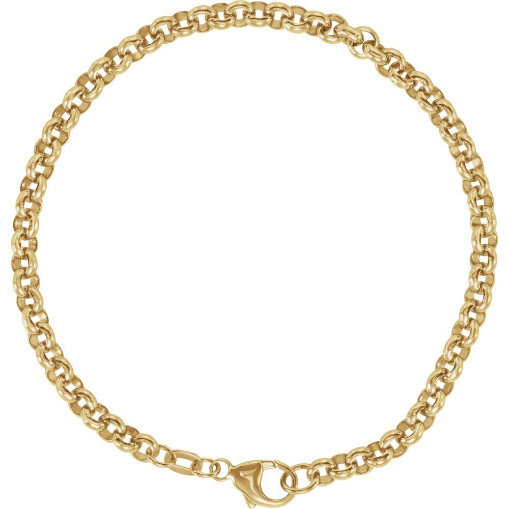 Jewelryweb 14k Yellow Gold Solid Rolo Bracelet 7 Inch