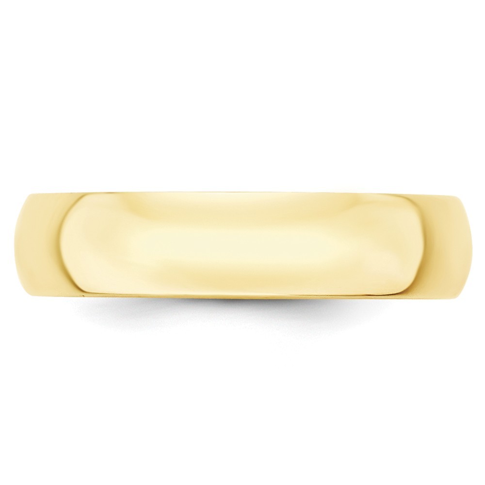 Jewelryweb 10k Yellow Gold 5mm Ltw Half Round Band Size 6.5 Ring