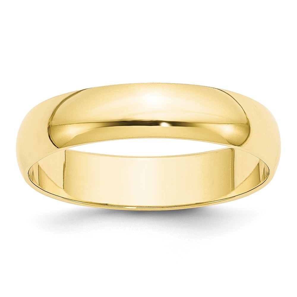Jewelryweb 10k Yellow Gold 5mm Ltw Half Round Band Size 6.5 Ring