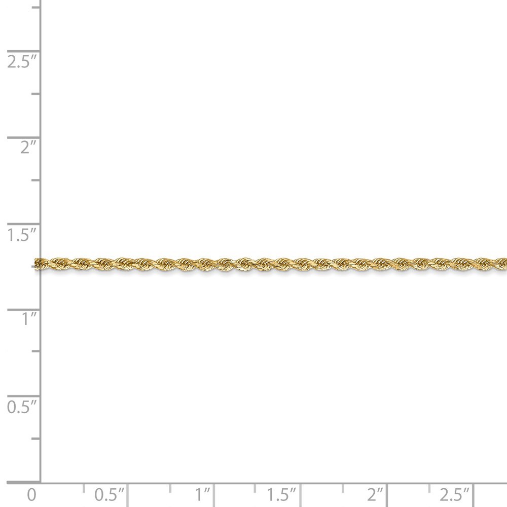 Jewelryweb 14k Yellow Gold 2mm Sparkle-Cut Rope with Lobster Clasp Chain Bracelet - 6 Inch