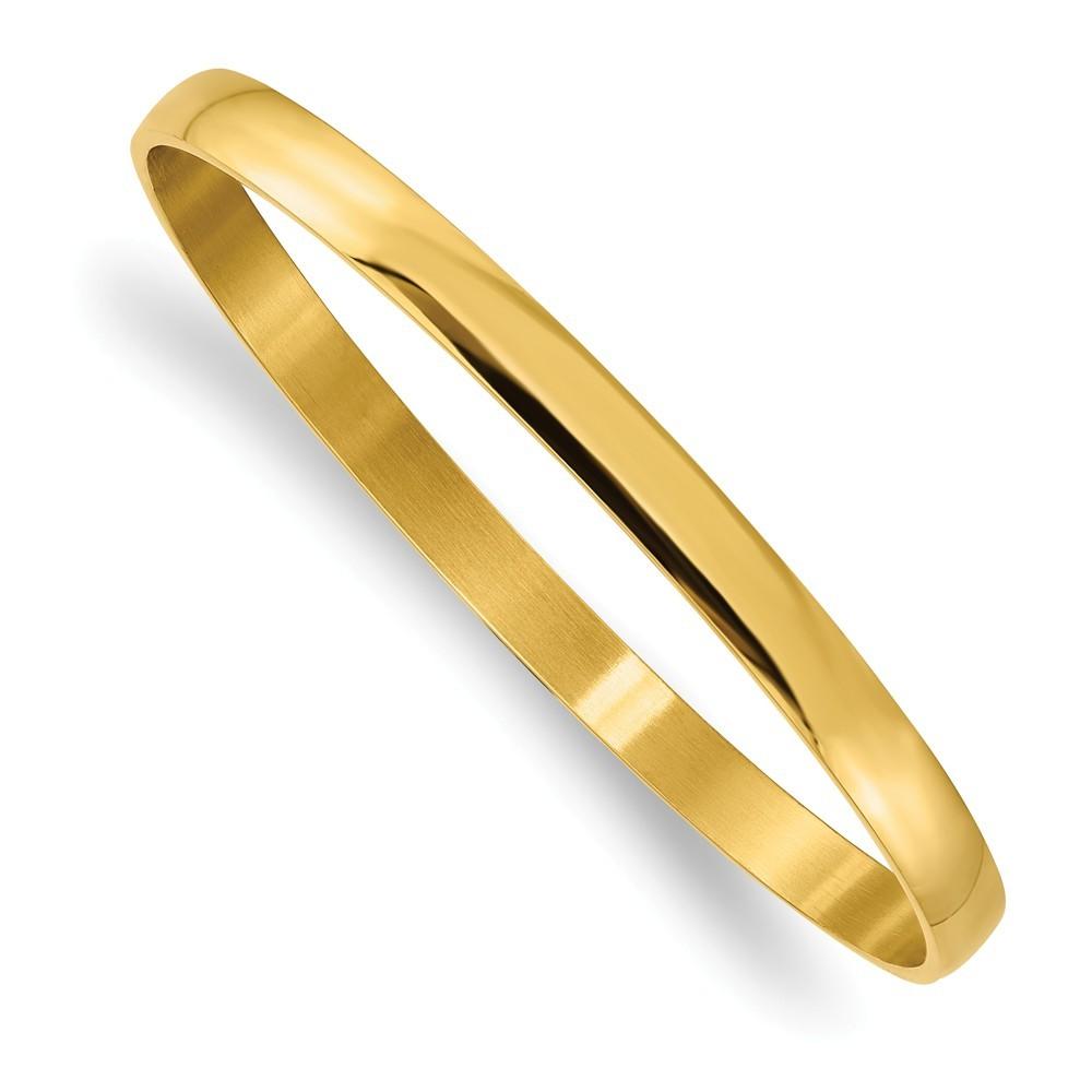 Jewelryweb Stainless Steel Ip Gold-Flashed Bangle Bracelet