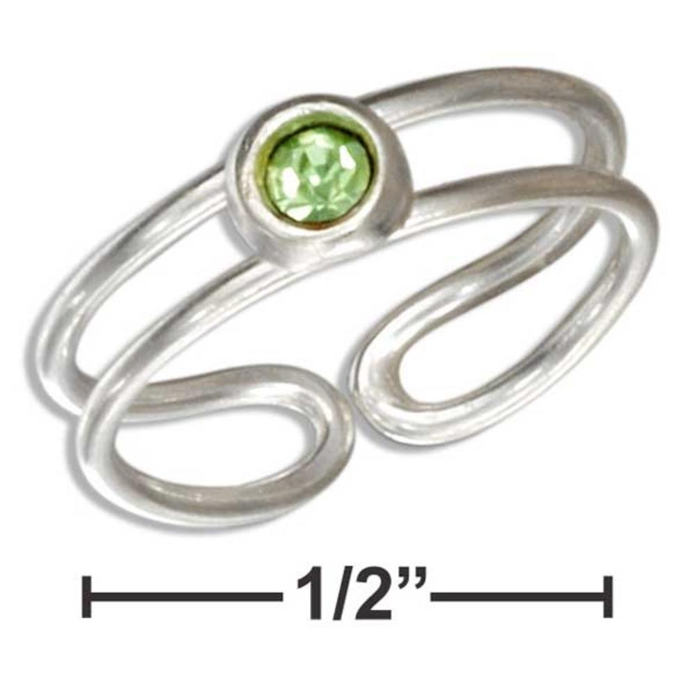 Jewelryweb Sterling Silver Open Wire Toe Ring With Green Cubic Zirconia