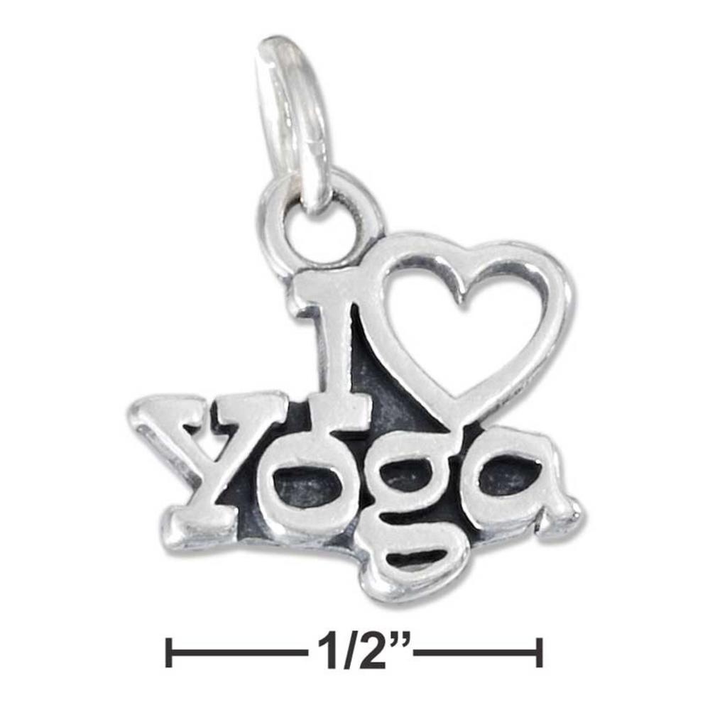 Jewelryweb Sterling Silver I Heart Yoga Charm