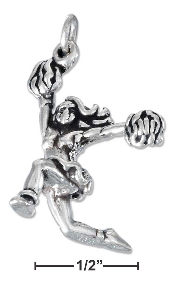 Jewelryweb Sterling Silver Three Dimensional Cheerleader Charm