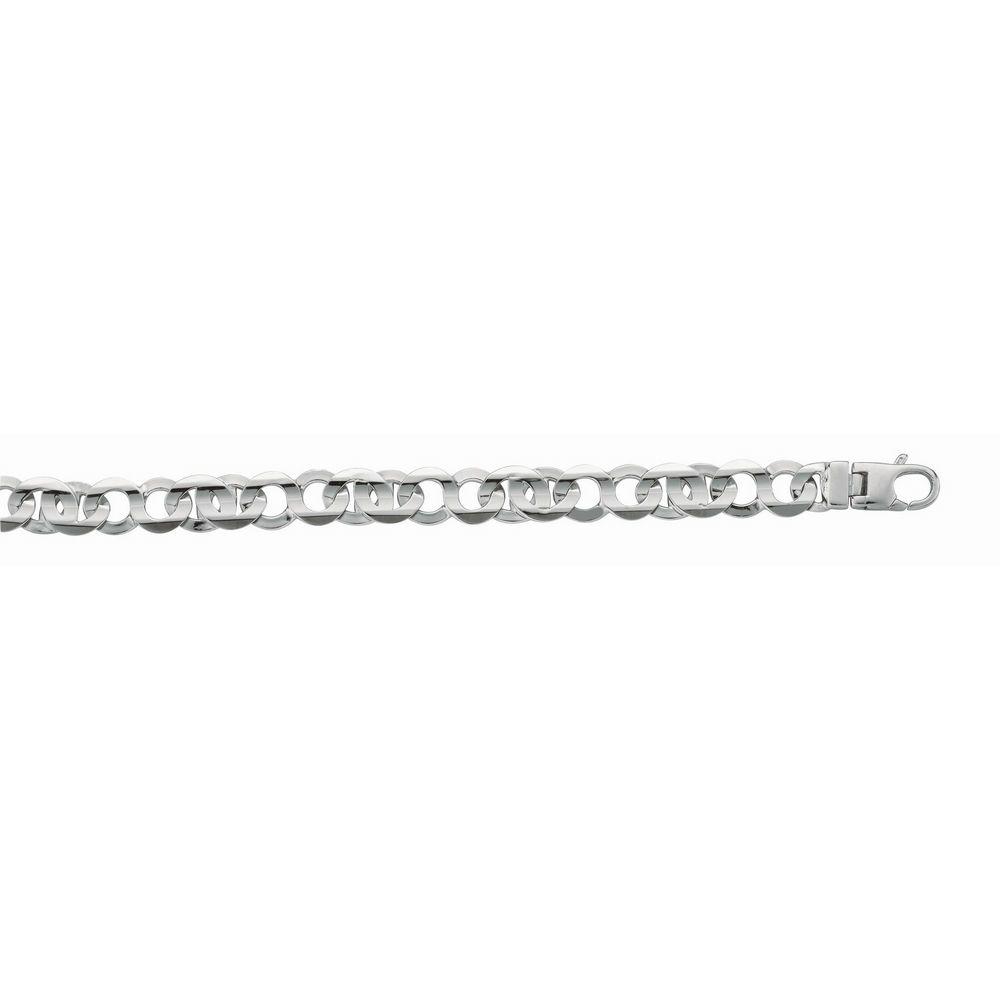 Jewelryweb Sterling Silver Rhodium Plated Mens 10.5mm Polished Concave Fancy Bracelet - 8.5 Inch