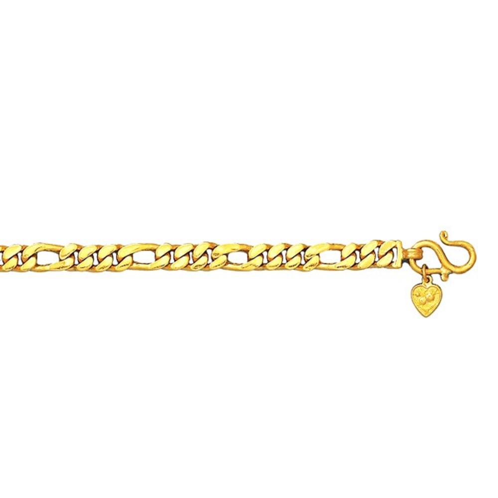 Jewelryweb 24k Yellow Gold Figaro 7mm Hand Made Bracelet