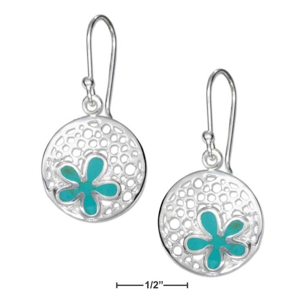 Jewelryweb Sterling Silver Filigree Circle Earrings With Flower Of Simulated Stone