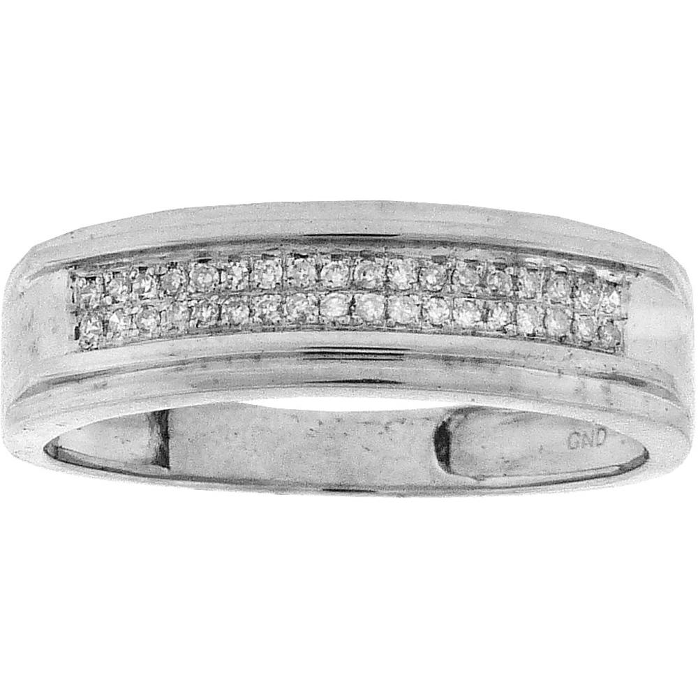 Jewelryweb Sterling Silver 0.12 Dwt Diamond Micro Pave Set Mens Band Ring