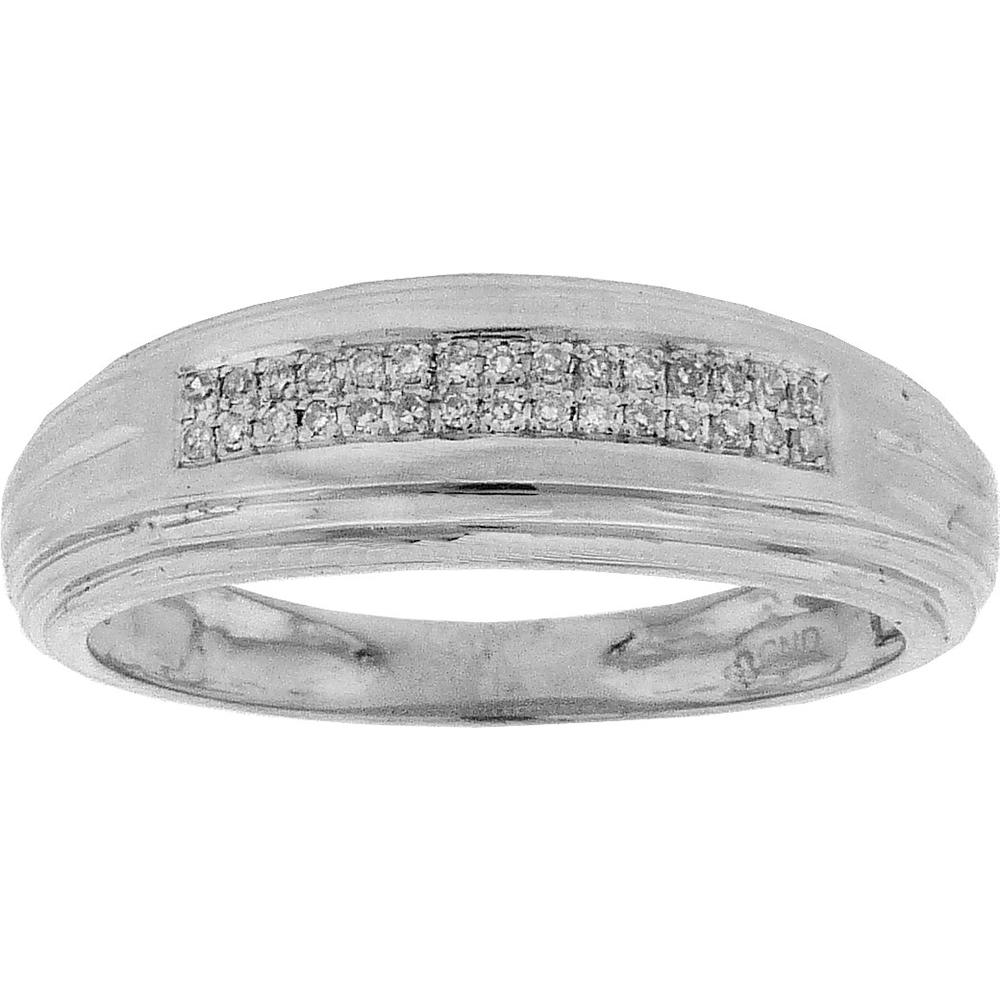 Jewelryweb Sterling Silver 0.10 Dwt Diamond Micro Pave Set Mens Band Ring