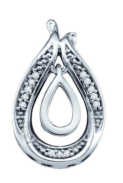Jewelryweb 10k White Gold 0.04 Dwt Diamond Fashion Pendant
