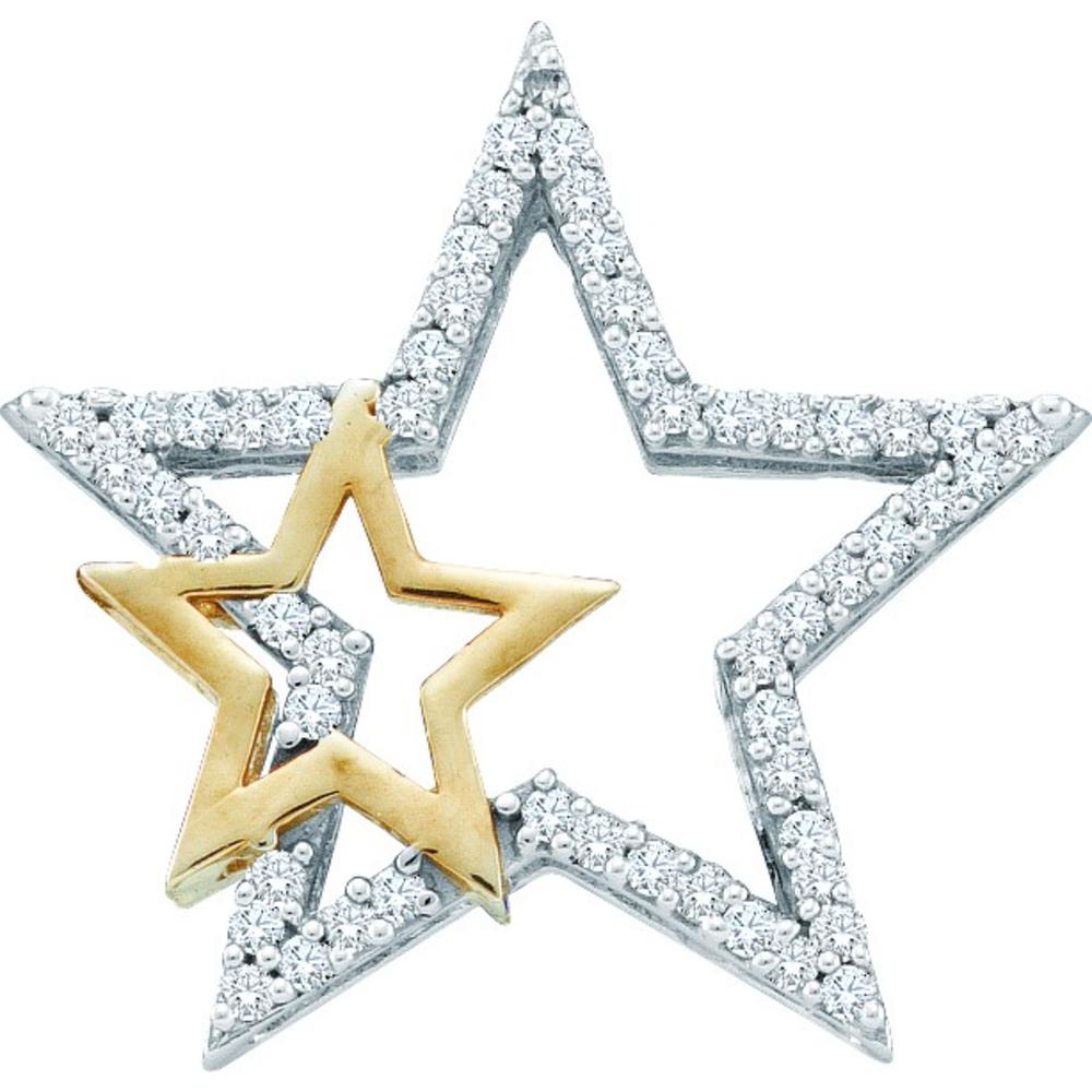 Jewelryweb 10k White Gold 0.15 Dwt Diamond Star Pendant