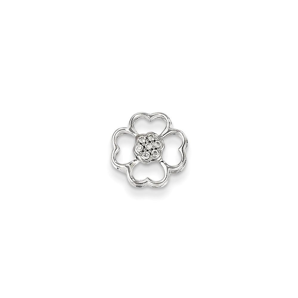 Jewelryweb 14k White Gold Diamond Flower Pendant Slide