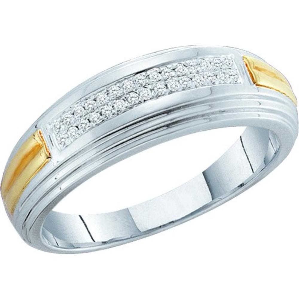 Jewelryweb 10k White Gold 0.10 Dwt Diamond Fashion Mens Band Ring
