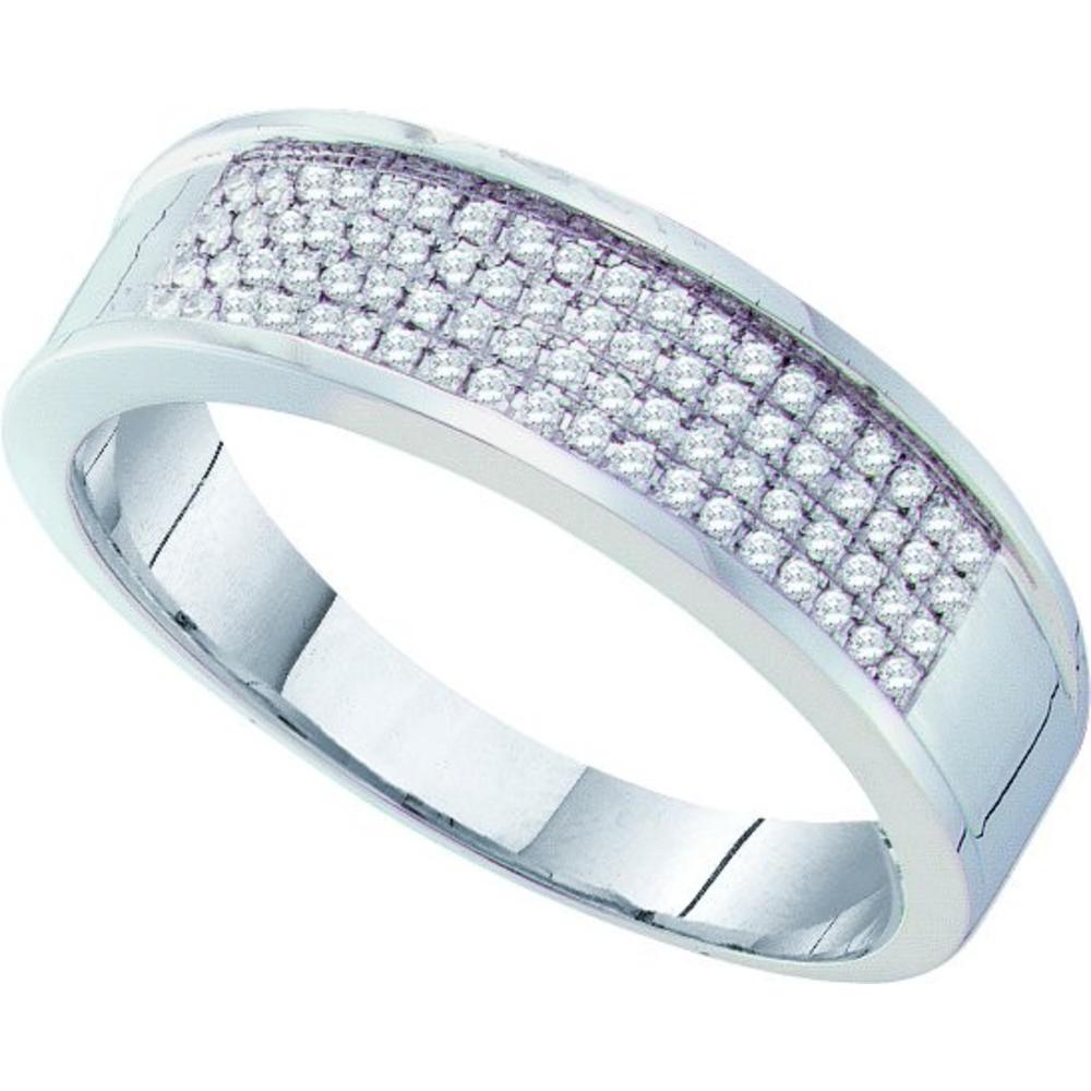 Jewelryweb 10k White Gold 0.25 Dwt Diamond Micro Pave Set Mens Band Ring