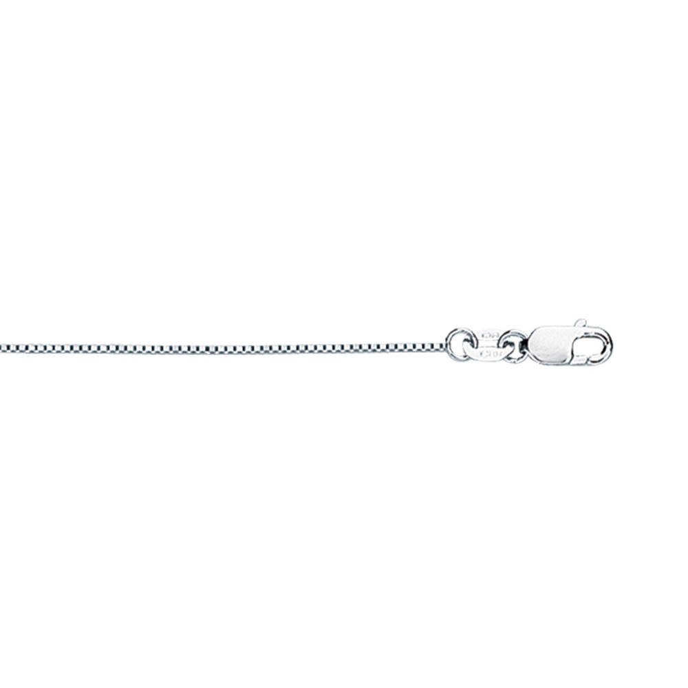 Jewelryweb 18k White Gold 0.6mm Classic Box Chain With Lobster Clasp. Necklace - 16 Inch