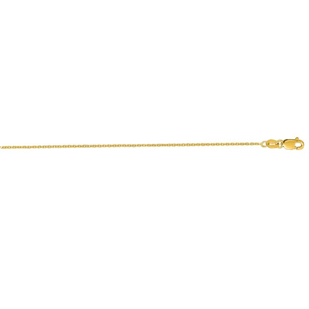 Jewelryweb 14k Yellow Gold 1.1mm Sparkle-Cut Cable Link Chain With Lobster Clasp Necklace - 18 Inch
