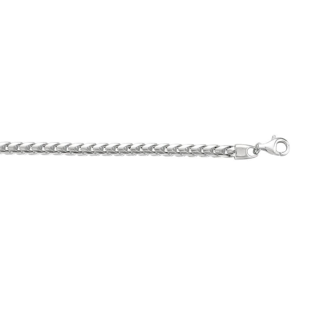 Jewelryweb Sterling Silver 8.5 Inch Rhodium Finish 4.80mm Shiny Square Wheat Mens Bracelet Pear Shape Clasp