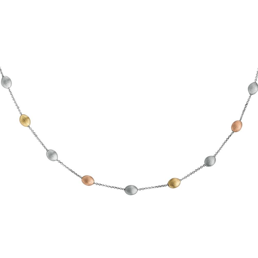 Jewelryweb Sterling Silver 14k Yellow Rose Plated Gold Chain Pebble Necklace Spring Ring Clasp - 18 Inch