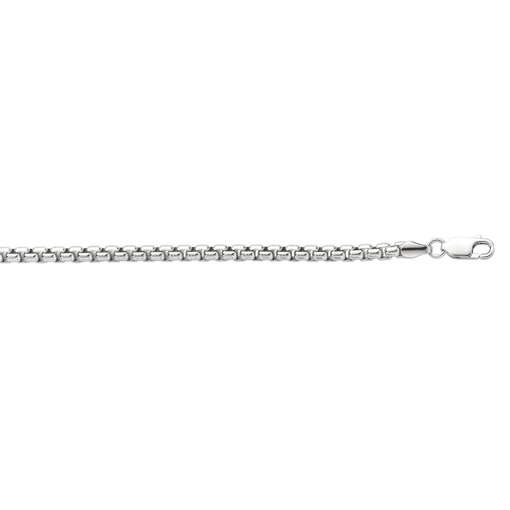 Jewelryweb Sterling Silver Rhodium Finish Sparkle-Cut 3.6mm Round Box Chain Lobster Clasp Necklace - 22 Inch