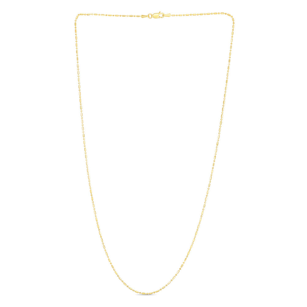 Jewelryweb 14k Yellow Gold 1.2mm Sparkle-Cut Bead Chain Necklace With Lobster Clasp - 18 Inch